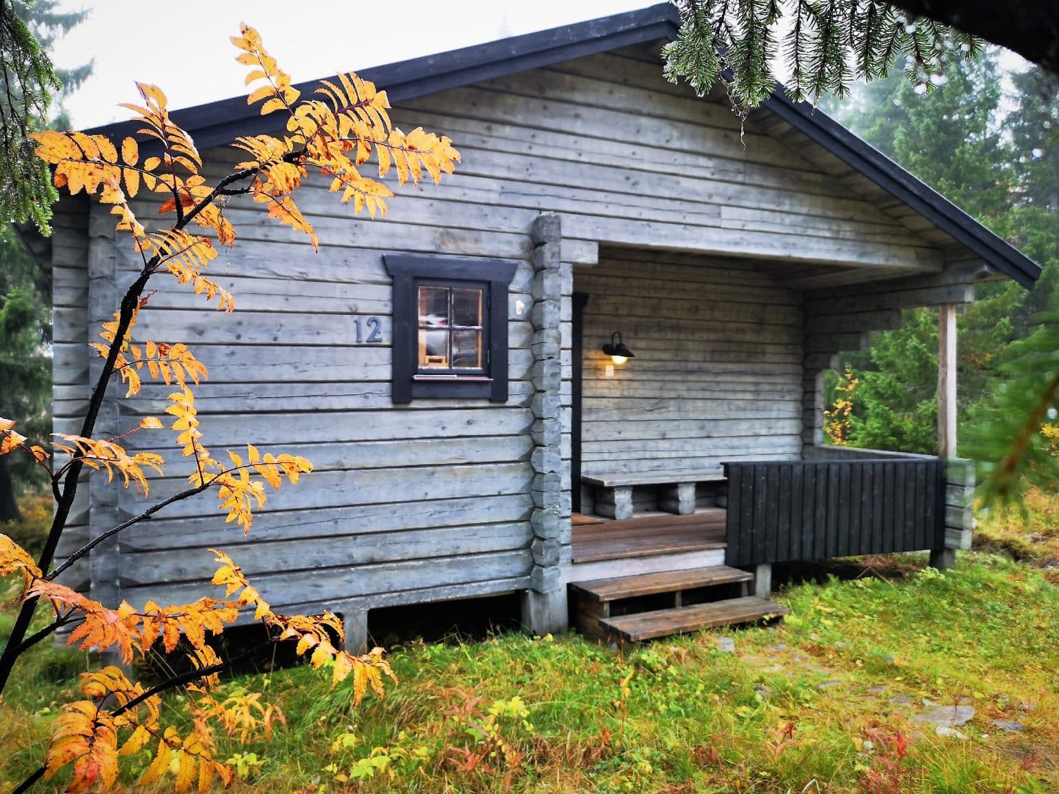 Mountain cottage in autumn garb